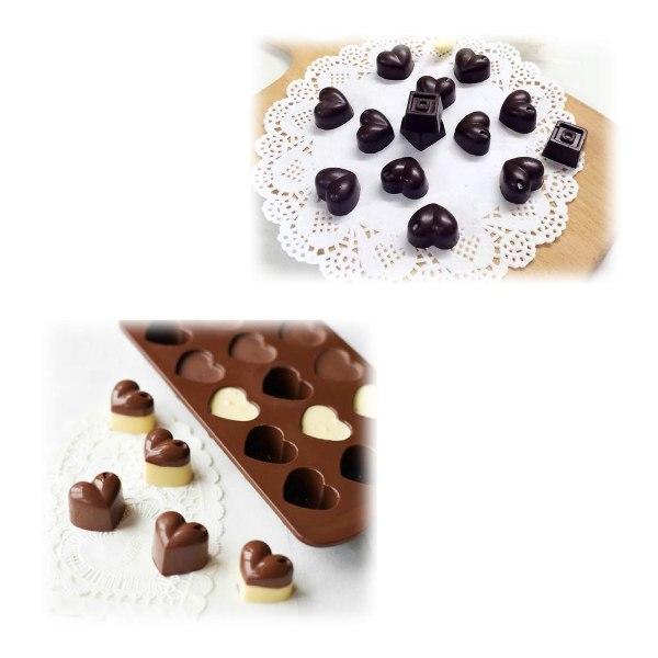 15-huls hjerteform, sæt med 4 stk. silikone Valentine hjerte chokolade gummiform