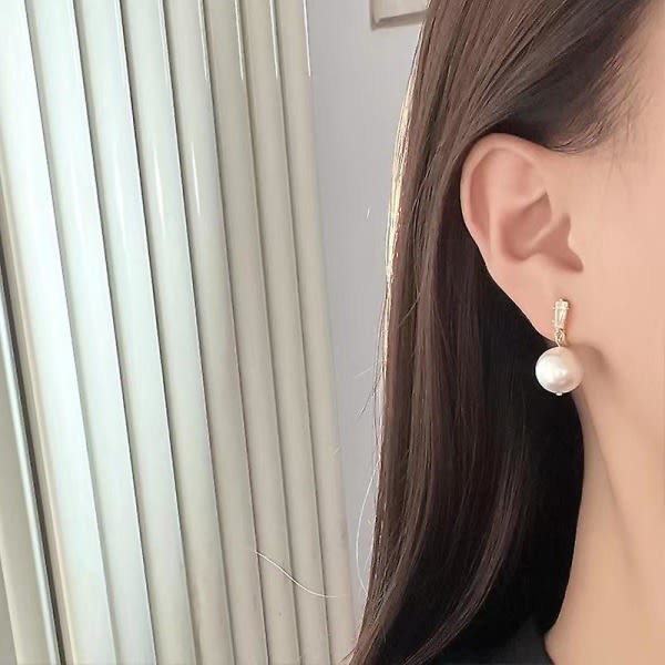 Fransk mode enkle perleørering Utsøgt temperament retro high-end store øreklips øreringe uden hul i ørerne Øreringe