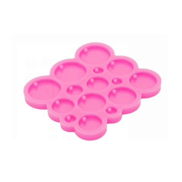 Blanke forme Runde Multi-størrelse 5/3,3/2,3/1,7/1,2 cm Harpiks Silikon Nøglering Forme med hul DIY Håndværk Pink