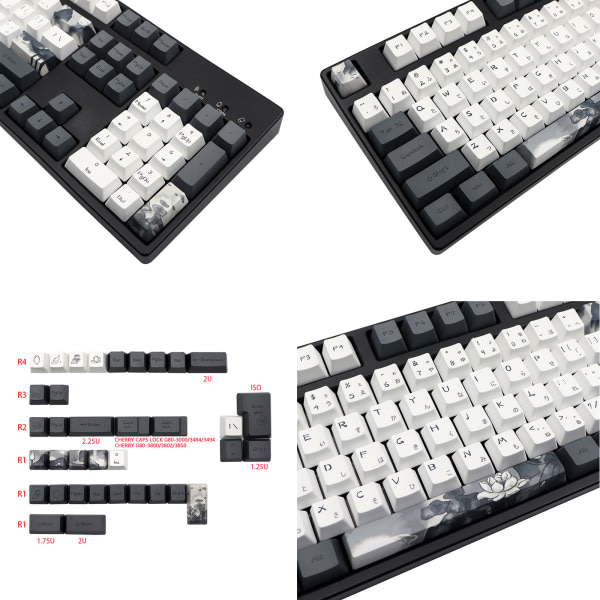 140 tangenter Blå Lotus för tangentbordsknappar Japanska PBT Dye Subbed OEM Profil Tangentbordsknappar för MX-brytare Mekaniska tangentbordstangentbord S