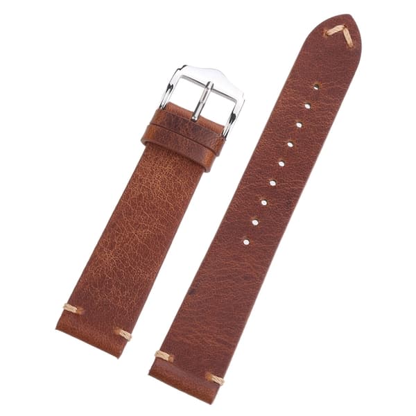Brun vintage læderrem til ur, brun Brown 19mm