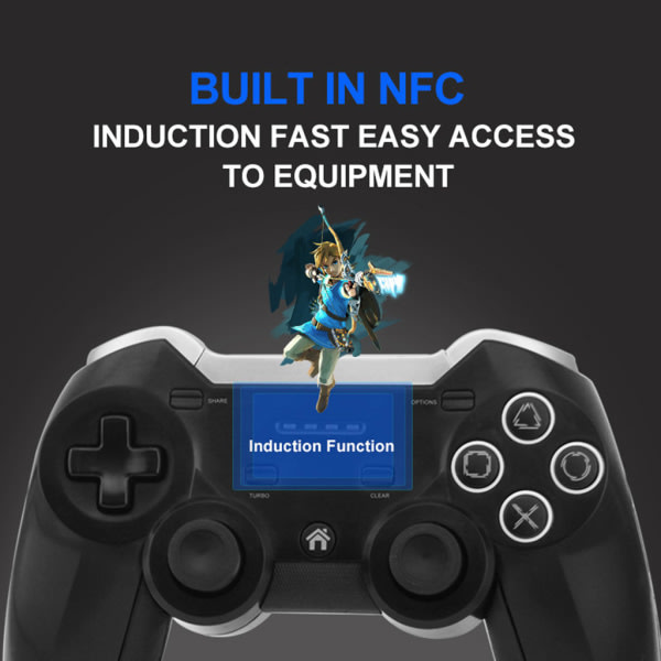 Ergonomisk Trådløs Spillkontroll Dual Vibrasjon Joystick Gamepad NFC Somatosensorisk 6-akset Gyroskop for Switch/PC