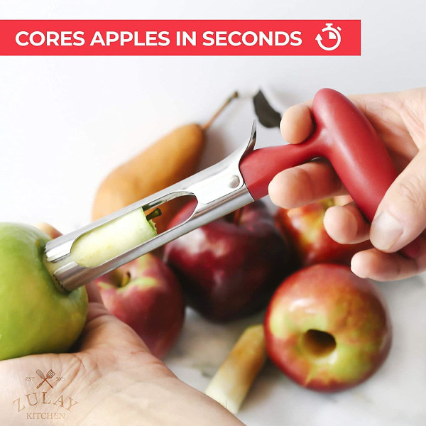 IC Premium Apple Corer - Nem at bruge, holdbar Apple Corer Remover til pærer, peberfrugter, Fuji, Honeycrisp rød