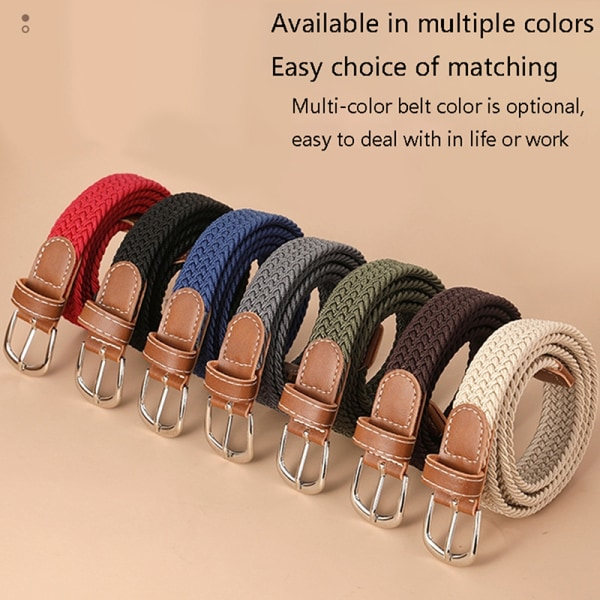 Belte Vevd Canvas Belte Metallspenne Herre Dame Elastisk Flettet B 5#