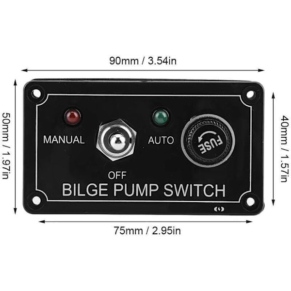 Lensepumpebryter, 12V DC LED-indikator Lensepumpepanel Manuell På/Av-bryter/Auto Båt Marine