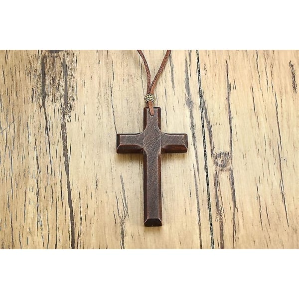 Vintage yksinkertainen käsintehty puinen ristiriipus lahja miehille naisille