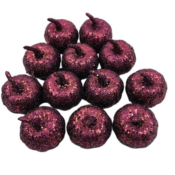 12 stk kunstige mini metalliske glitter paljetter gresskar for festbord dekor DIY Dyp Blå