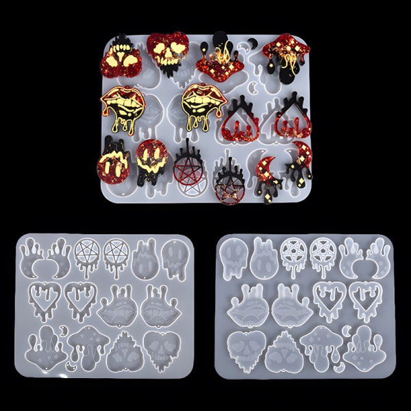 Halloween DIY Kristall Epoxy Resin Form Blodig Måne Demon Skalle