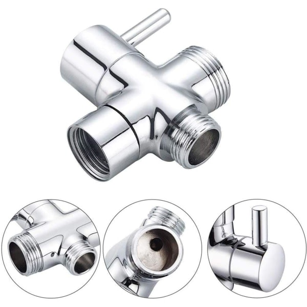 T-adapter G1/2\" med bypassventil - Växla vattenflödet för badrum 3-veis dusj i polert krom massiv messing