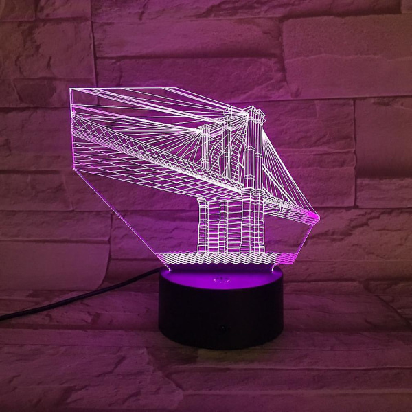 Manhattan Bridge 3D LED Yövalo Makuuhuoneen Pöytälamppu Väri Vaihtuu