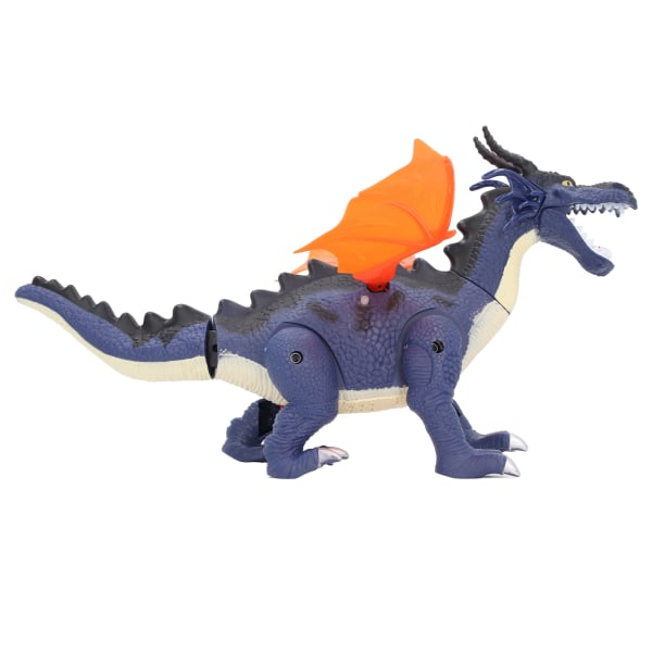 Elektrisk Walking Dinosaur Toy Kid Hjem Morsom Lyd Lys Dragon Toy med Simulert Flame Spray Blå