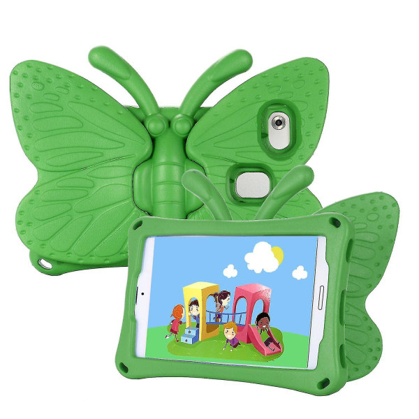 Butterfly Samsung Galaxy Tab A7 Lite 8.7 T220/t225 2021 Etui, Barnevennlig, Eva Mykt Skum Material, Tykke Fire Hjørner, Kamerabeskyttelse, Støtsikkert Grønn Green