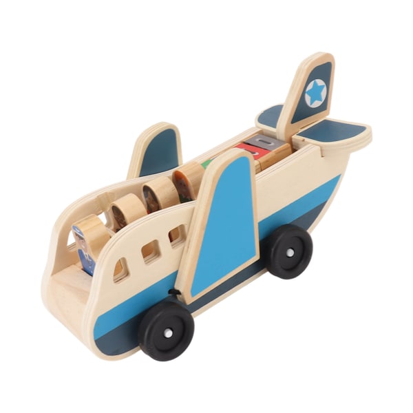 Träsimulering flygplan barn byggsten leksaker med Blockman och resväska modell för tidig utbildning