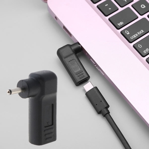 90 Grader Typ-C Hona till 3,0x1,1 mm för DC Hankontakt USB Typ C Strömpluggkonverterare Laptopladdare för Acer