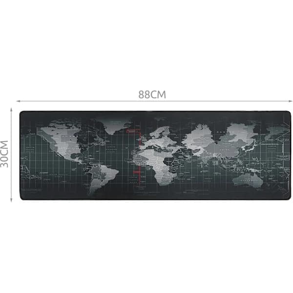 Musemåtte Stor - Gaming - 90x30cm - Verdenskort