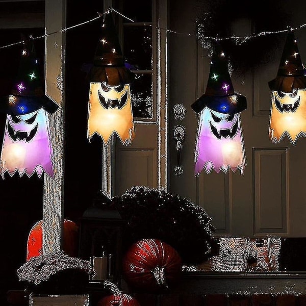 5 kpl Halloween-koriste Aave Led-valo Hohtava Kauhutarvike Kummitus Noitakoru Ripustuslamppu Värillinen valo