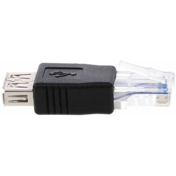 USB til Rj45-adapter USB 2.0 hona til Ethernet Rj45 hane-adapter, svart