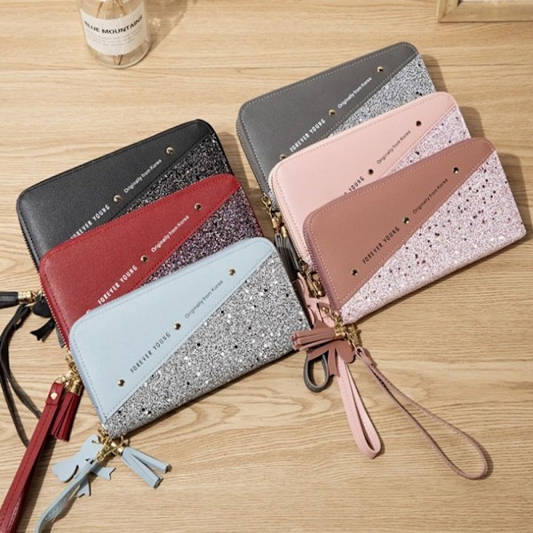 Dam Kortfodral Plånbok Clutch Väska PU Läder Myntbörs Wine Red