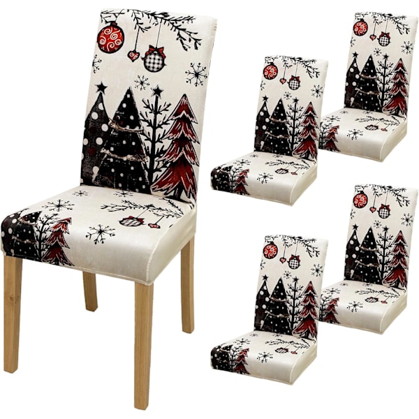 4/6-pack Julstolsöverdrag, 17,7 tum Stretchöverdrag för Matstolar, Julgransdekoration 4pcs #-5