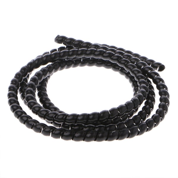 1m 10mm/14mm Fargerik Spiral Wire Organizer Wrap Tube Flame ret Black 10mm Black 10mm