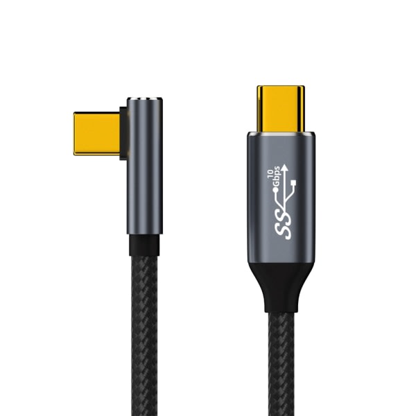 Type-C USB-C Hurtiglading USB C til C-ledning 90 grader 100W-ledning 4K60Hz Videoutgang Hurtigladekabel 10Gbps 1,5m