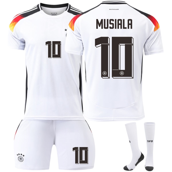 Tyskland Hjem Euro 2024 Drakt Fotballdrakt Barn Herre Kit Nr. MUSIALA With socks L