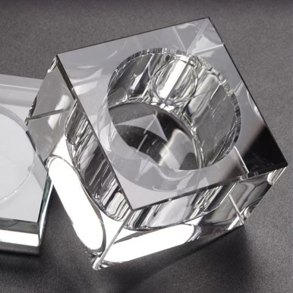 Fyrkantig glaskristall Dappen skål metalllock Akryl vätska P Multicolor