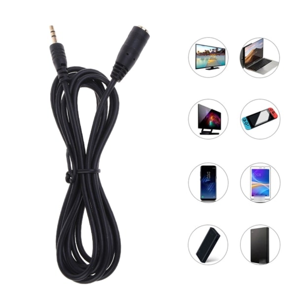3,5 mm lydforlengelseskabel 3-polet hann til hunn forlengelseskabel Hodetelefon AUX-kabel 3,5 mm port mikrofoner 3 m