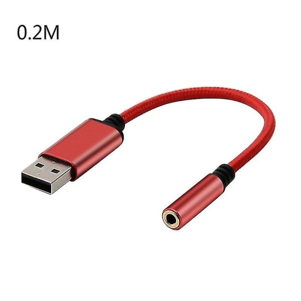 Äänijohto USB:stä 3,5 mm:n Aux-kaapelille Apple Earphone Adapter Jack -kaapeli 20 cm punainen 20 cm punainen 20cm Red