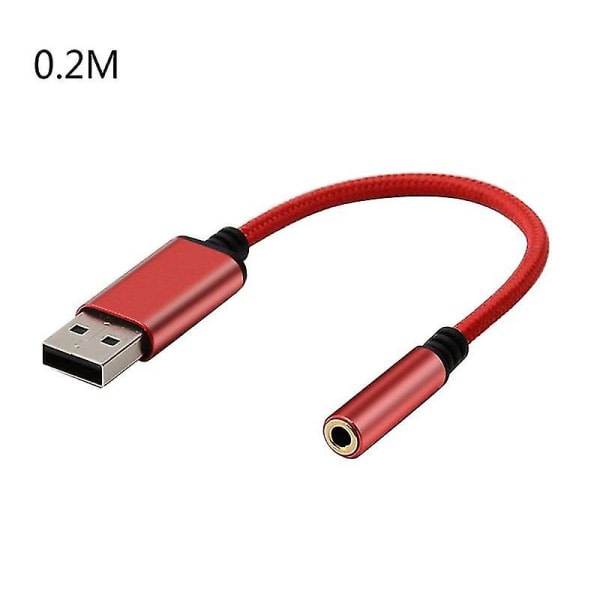 Kabel USB til 3,5 mm Aux-kabel for Apple Earphone Adapter Jack Kabel 20cm Röd 20cm Rød 20cm Red