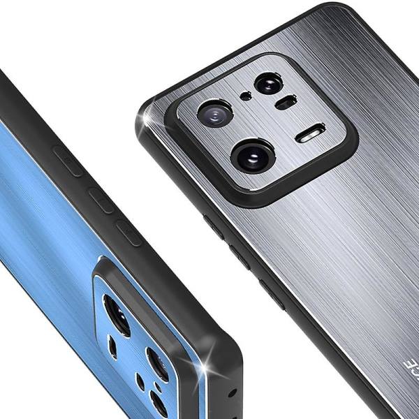 Hybrid Armor Kickstand-etui for Xiaomi 13 - Børstet aluminiumlegering TPU-deksel - Sølv