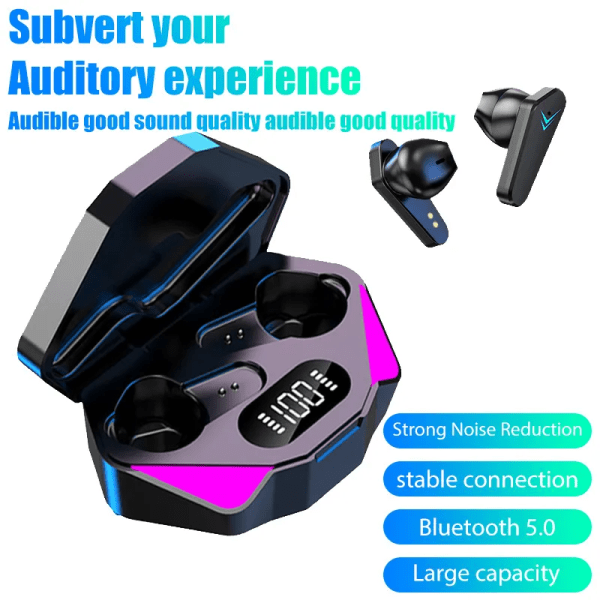X15 TWS Trådløse høretelefoner 5.3 bluetooth høretelefoner 65ms Lav Latency Earbud Esport Gaming Headset Gamer med mikrofon til xiaomi iphone x15 sort x15 black