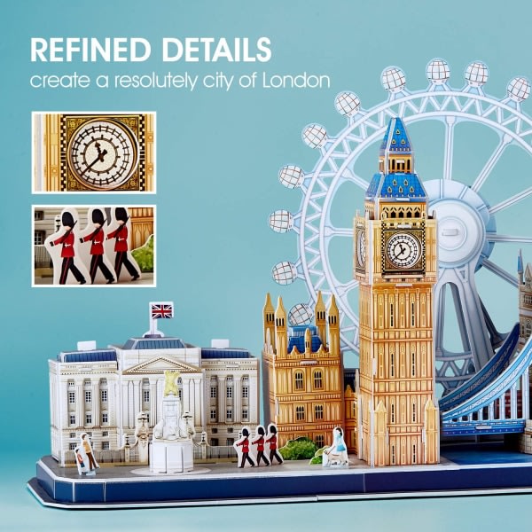 3D-puslespil, Storbritannien London Skyline Building Model Kit, 107 stykker