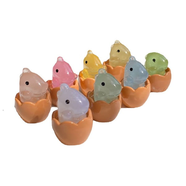 8 stk Mini Cartoon lysende pyntegjenstander i Resin til bilinnredning - Tilfeldig farge 8 stk Random Color 8Pcs