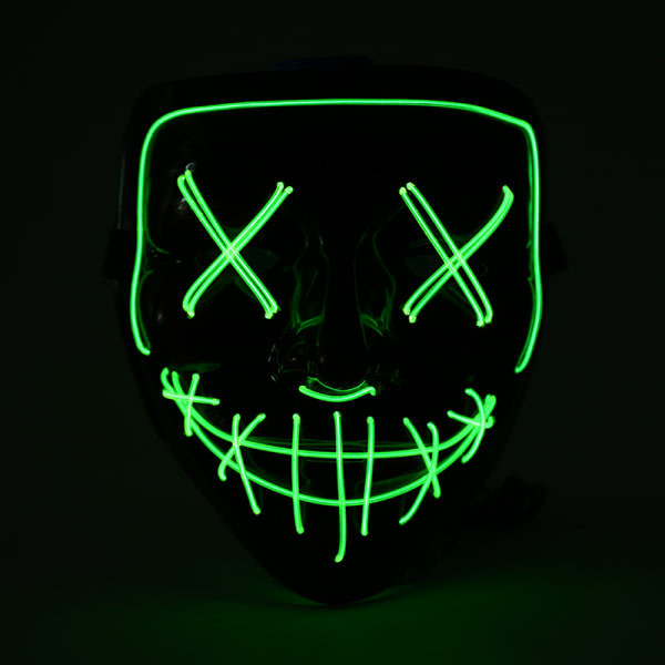 LED Glow Mask EL Wire Light Up The Purge Movie Costume Light P Green onesize Green onesize