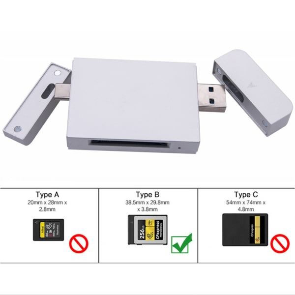 Høyhastighets CFexpress TypeB-kortkort USB-kort med USB A+C-grensesnitt for Z6Il/Z7/Z7Il-kamera