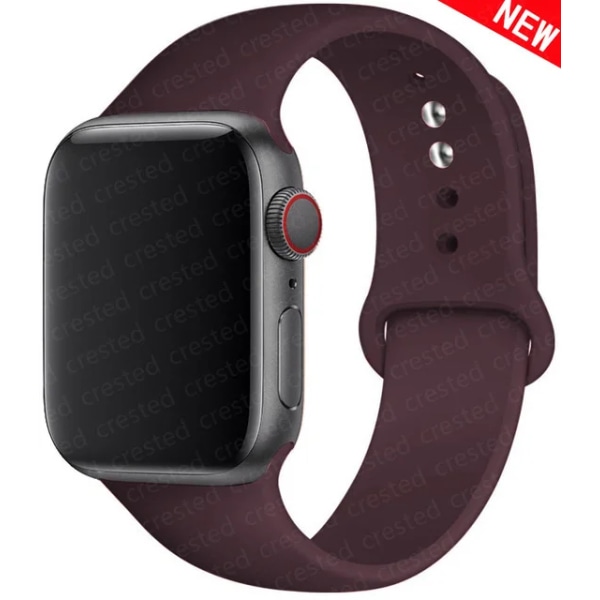 Silikonrem för Apple Watch Band 45mm 44mm 42mm 49mm 41mm 40mm 38mm armband iwatch Series 8 7 9 SE 4 3 5 Ultra 6 mörk körsbär dark cherry 38 40 41 mm M-L