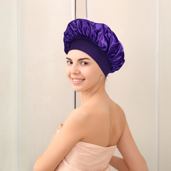 Satin Hårhåndklæde til Søvn - Hår Plopping Håndklæde | Hurtigtørrende Satin Hår Turban Wrap til Kvinder, Beskyttende Anti-Frizz Håndklæde