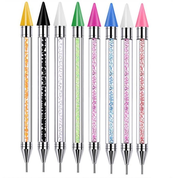 1. Dobbelt Dotting Pen Rhinestone Picker Voksblyant Neglekunst Rose rød one size Rose red one size