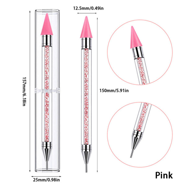 1. Kaksoispäinen pistelykyni Rhinestone Picker Vaha Kynä Nail Art Oranssissa yksi koko Orange one size