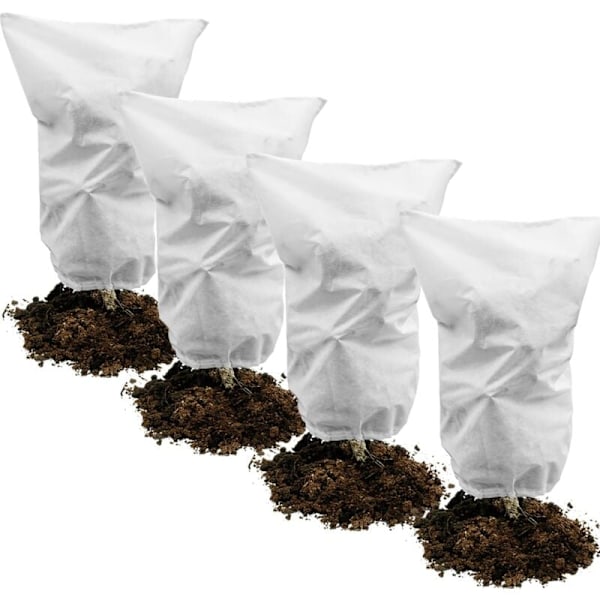 4 stk. Plantebeskyttelsesdække, 50g/m² 80cm x 100cm Vinterplantebeskyttelse til Permeabel Frostbeskyttelse, Vindtæt, Kulde, Varme og Insektbeskyttelse - Hvid