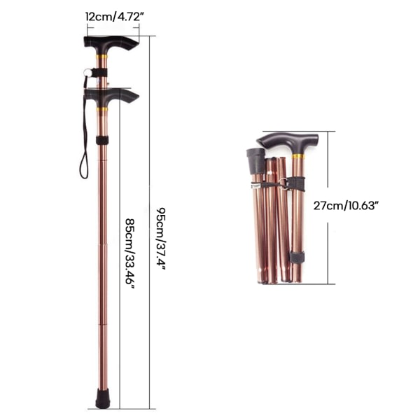 Multifunktionell Vandringsstav Teleskopisk Vikbar Krycka Vandringsstav Krycka Äldre Metallstav Vandringskäpp Khaki