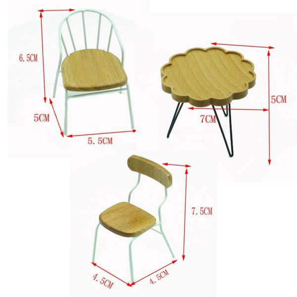 Nukkekoti Pöytätuoli Miniatyyri Selkänoja Tuoli MUSTA TUOLI 1 Black Chair 1-Chair 1