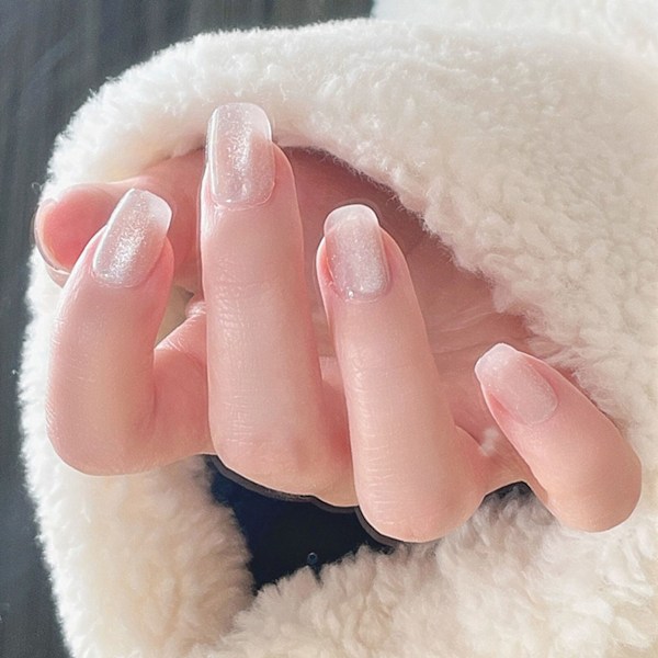 Glittrande nakna konstgjorda naglar Charmiga snygga trycknaglar för kvinnor, flickor, nageldekor glue models