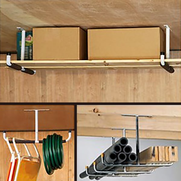 Stål Garasje Tak Oppbevaringskrok, Heavy Duty Oppbevaringsstativ for Hengende Tre, Sykler, Verktøy, Tre, Snowboards, Fiskeutstyr, Solid Oppbevaringssystem Black