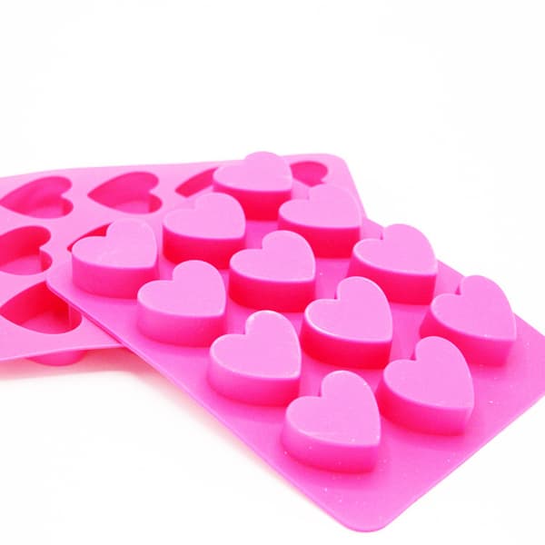 Silikoneform til isterninger, hjerteformede isterningeforme, pink