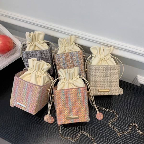 Bottnar DIY Läder Handgjord Fyrkantig Bottenväska Tillbehör Beige
