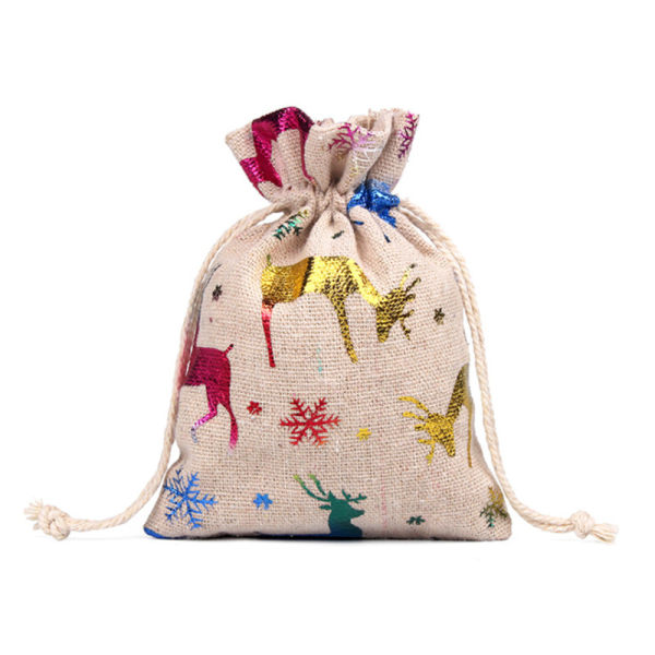 Adventskalender, 24 påfyllbare tøyposer, gaveposer med nummererte tagger og 24 trepinner, juteposer for DIY juledekorasjoner（farge）