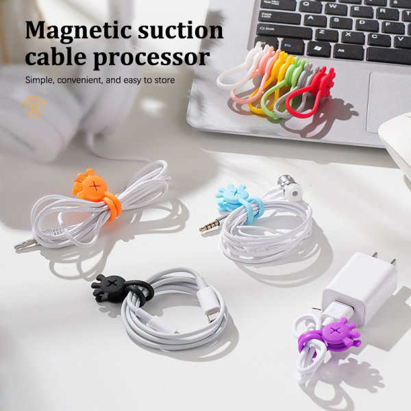 4/6/8PCS Innovativ Palm Magnetic Cable Organizer hörlurar ja 8PCS satunnainen väri