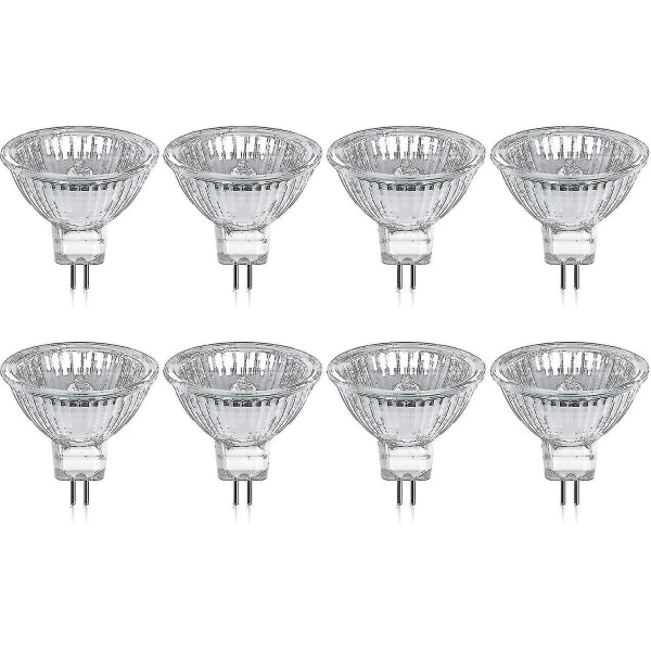 Pakke med 8 halogenlamper GU5.3 MR16 35W 12V Dimbar - varm hvit 2800K, 400 lumen, deksel null ingen
